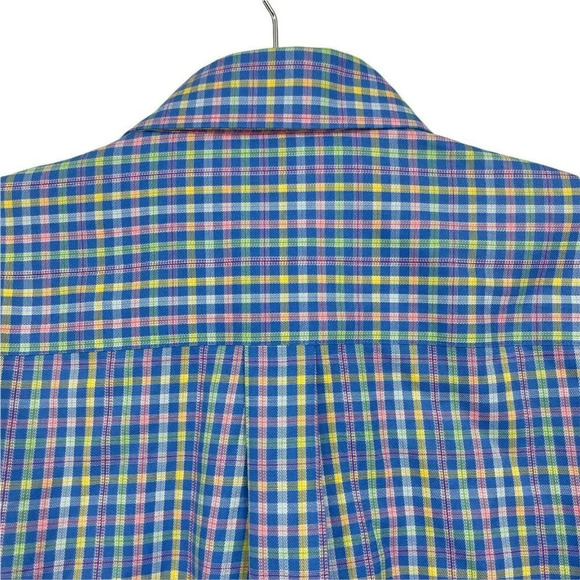 Peter Millar Shirt Men's M Blue Plaid Nanolux Easy Care Button Down Long Sleeves - Picture 7 of 8